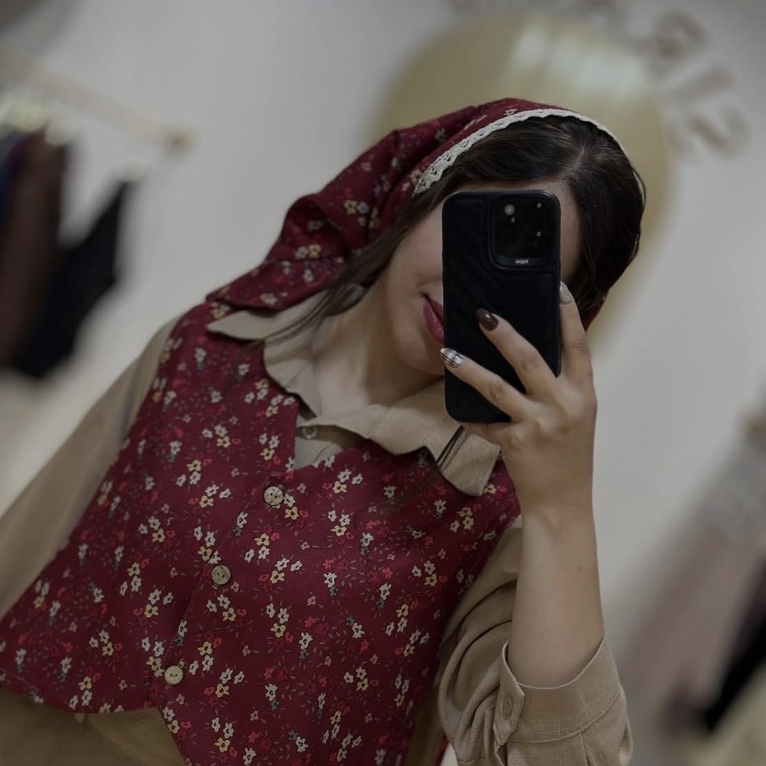 مینی اسکارف گلدار مخمل کبریتی